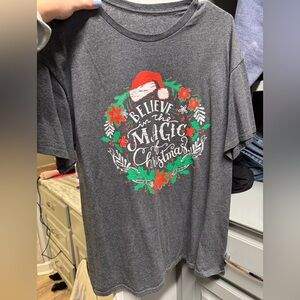 Gray Christmas T-Shirt with Festive Design